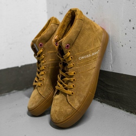 Herr Sneakers High Cross Jeans Läder Mocka Camel EE1R4054C brun 1