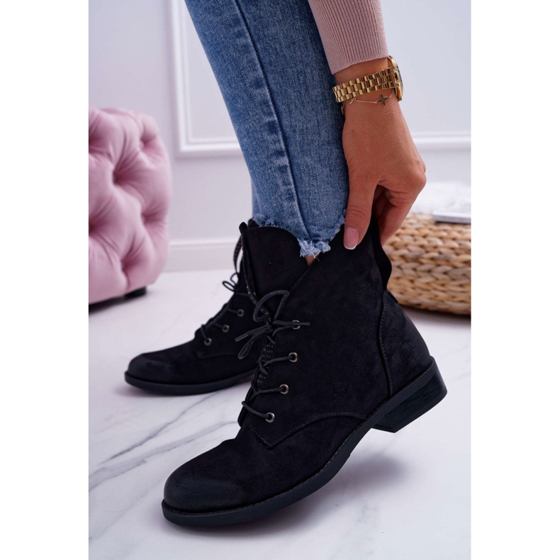 S.Barski Kvinnors höga stövlar Svart mocka Barski 75-13 1