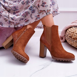 Damskor på högklackad kamel Mondego brun 2