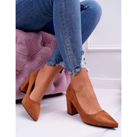 FRJ Kvinnors pumps på hälen mocka Camel Femmini brun 2