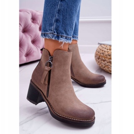 FRJEIN Kvinnors stövlar på en klack Varm filt Beige Delia 1