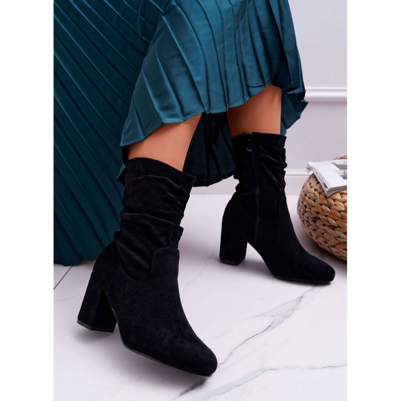 FRJ Dam stövlar på hälen mocka svart ändlös 1