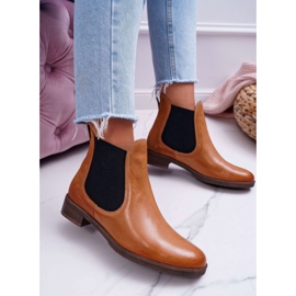 Kängor för kvinnor Läder Jodhpur stövlar Maciejka Camel 04359 brun 1