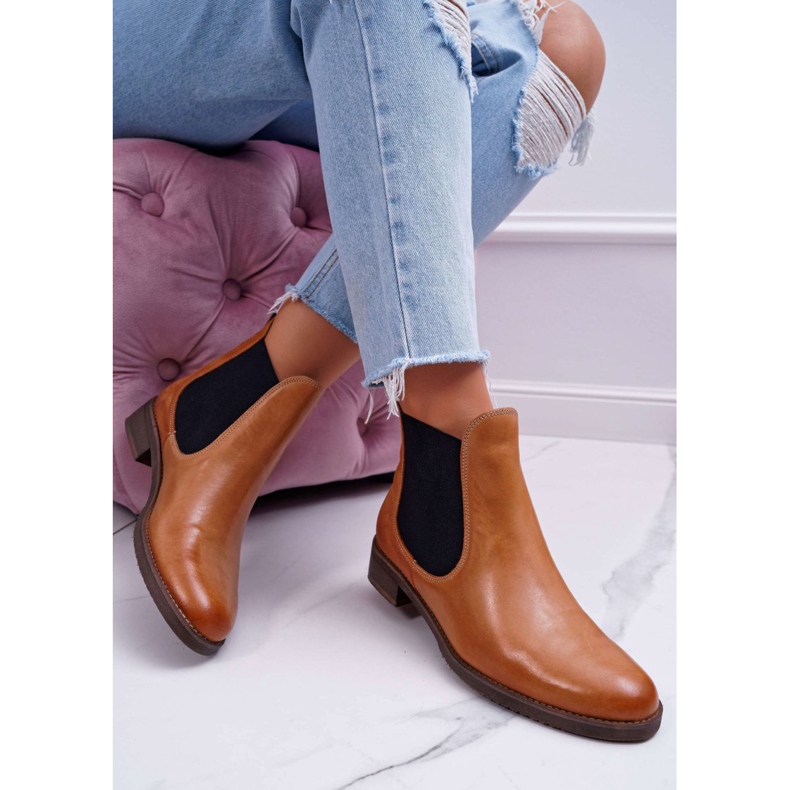 Kängor för kvinnor Läder Jodhpur stövlar Maciejka Camel 04359 brun 2