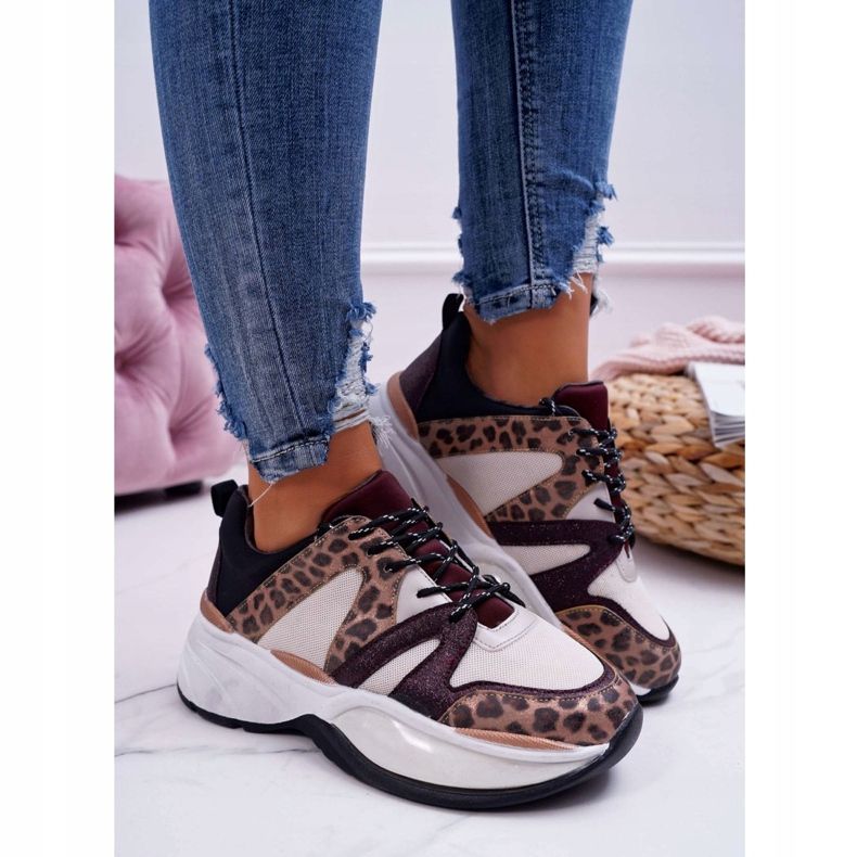 Kvinnors sportskor Burgundy Snake Skin Larey röd 2