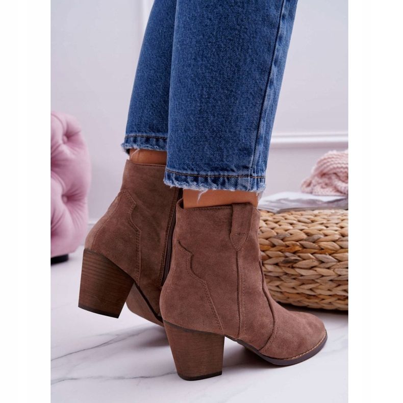 BUGO Kängor för kvinnor på hälen Cowboy stövlar Khaki Nutriso kaki 2