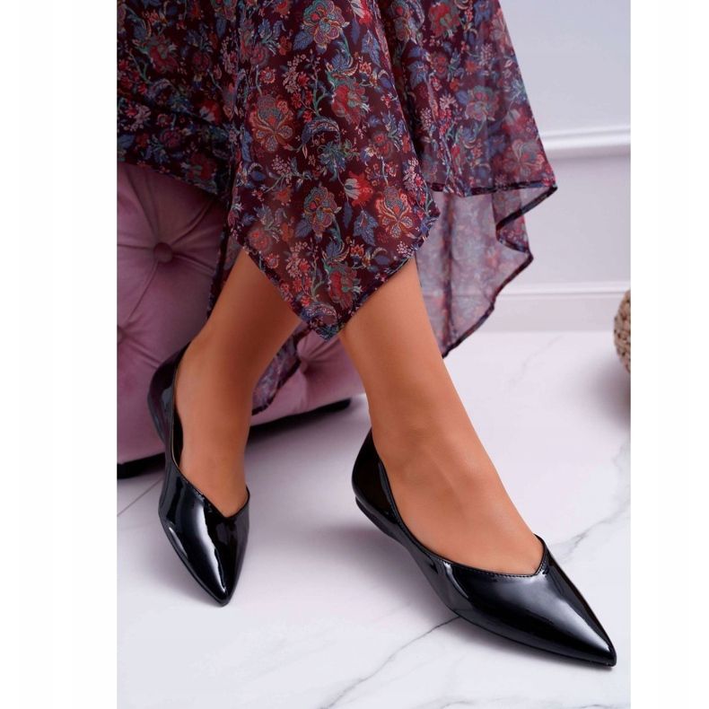 FRJEIN Kvinnors Ballerinor Lackade I Spitz Svart Berätta 1