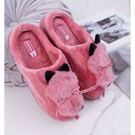 BUGO Tofflor för kvinnor med pälskattunge röd kattunge 1