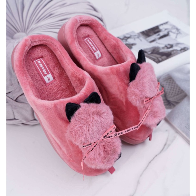 BUGO Tofflor för kvinnor med pälskattunge röd kattunge 1