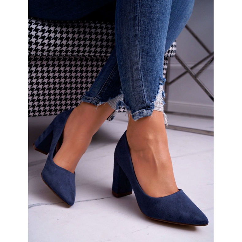 SEA Kvinnors pumps på klackmocka Marinblå Florena 2