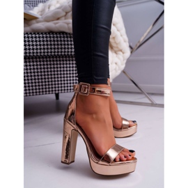 FRID Kvinnors sandaler på hög klack, plattform roséguld Huran rosa 1