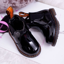 FRROCK Barnskor Varm med dragkedja Lackerad svart Gustro 2