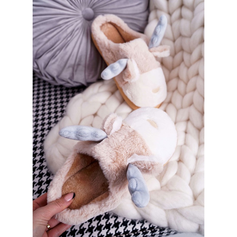 FRID Dam Tofflor Med Päls Beige Ren Deff 2