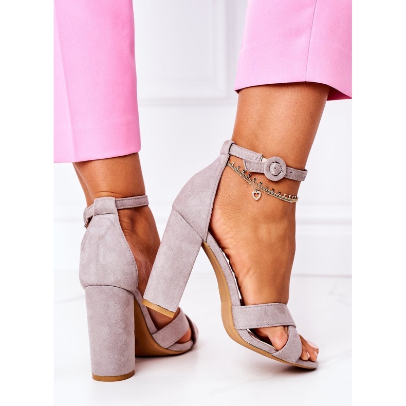 PS1 Kvinnors sandaler på hälen mocka grå Telmen 1