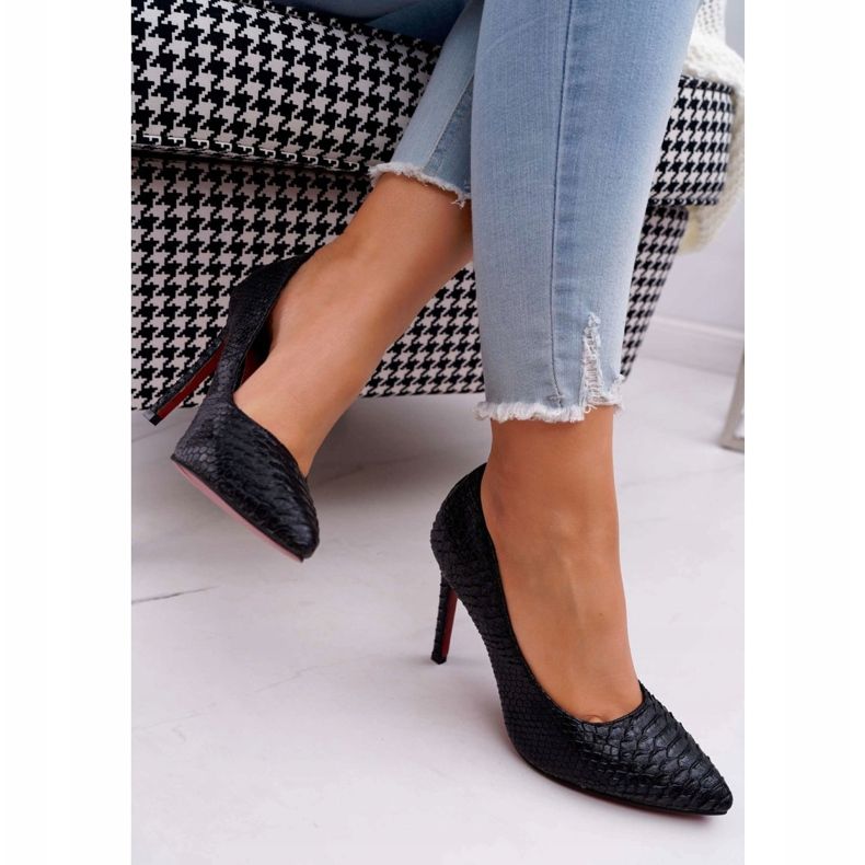 Lu Boo Black Snake Skin Stilettos SnakeDream svart 2