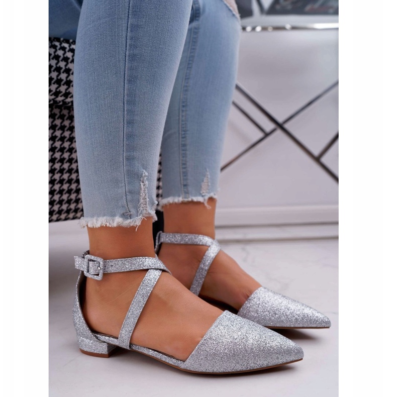 PS1 Glitterballerinor för kvinnor i Spitz Silver Vontare grå 1