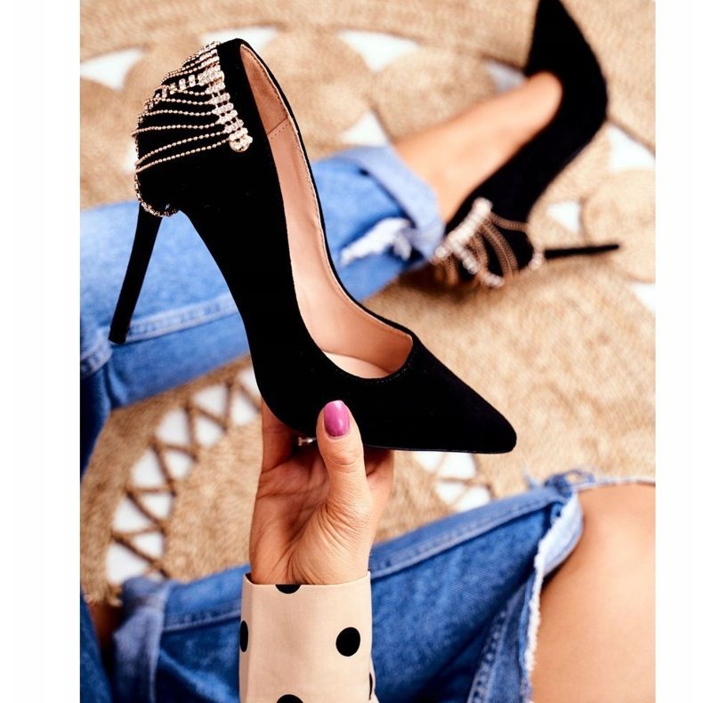 Kvinnors svarta pumpar mocka party Pacardo 1