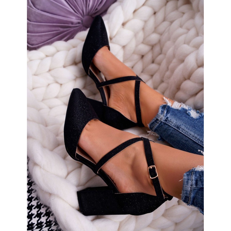 SEA Kvinnors pumpar på en klack Glitter Black Perset svart mångfärgad 1