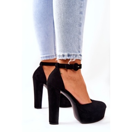 SEA Kvinnors pumpar på en klack Plattform Mocka Svart Netel 2