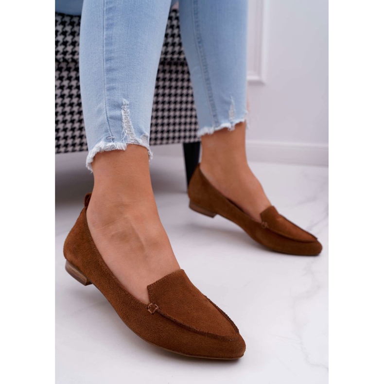 Nicole Dam Loafers Mocka Läder Loafers Cognac Homny brun 2
