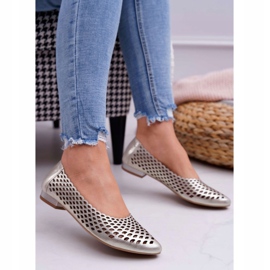 Exquisite Kvinnors guldläderballerinor utsökta 1107/1 gyllene 1