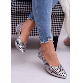 Exquisite Kvinnors Ballerinas Silverläder Utsökt 1107/1 grå 2