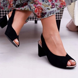 EVE Kvinnors sandaler på hälen mocka svart Pollem 2