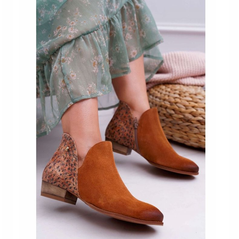 Flatstövlar för kvinnor Maciejka Vårläder Röd 04091-49 brun 1