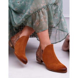 Flatstövlar för kvinnor Maciejka Vårläder Röd 04091-49 brun 2