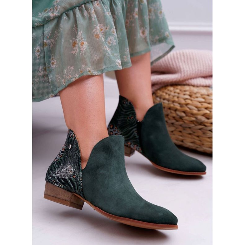 Flatstövlar för kvinnor Maciejka Vårläder Grönt 04091-19 1