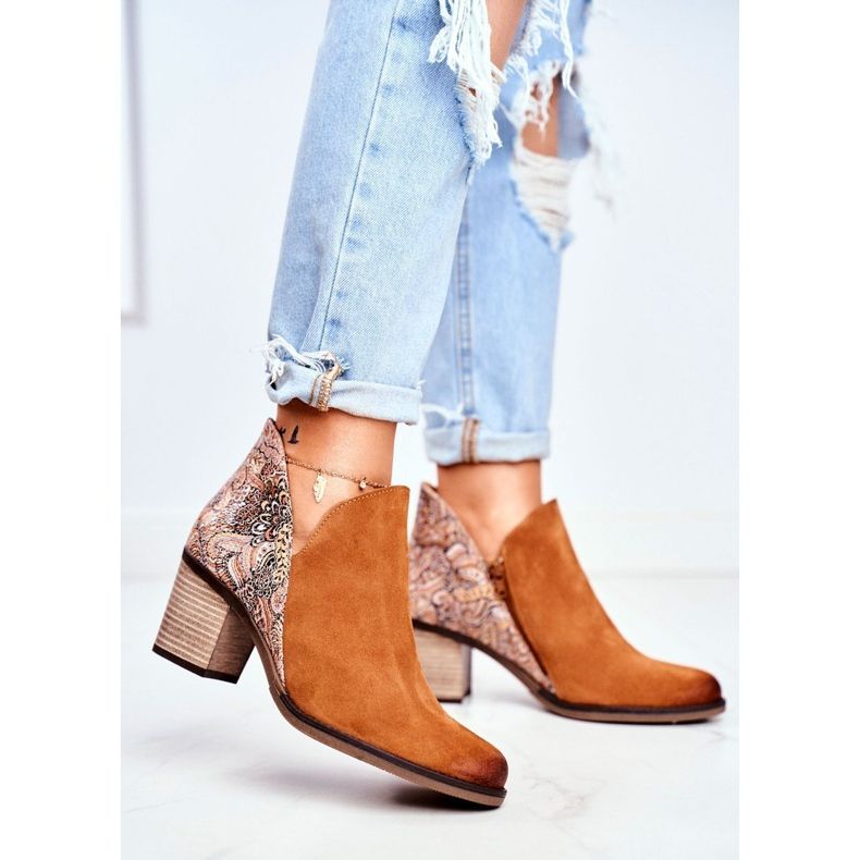 Damskor på hälen Maciejka Vårläder Röd 04492-29 brun 1