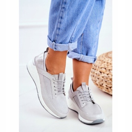 EVE Kvinnors sportskor Läder Silver Love Me grå 1