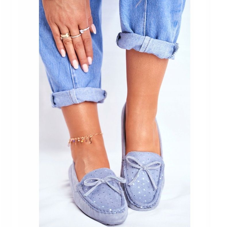 Loafers för kvinnor Suede S.Barski A199 Blue Wannabe blå 2