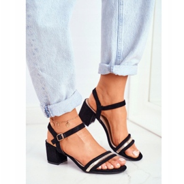 S.Barski Kvinnors sandaler på häl med glitter svart Wixi 1