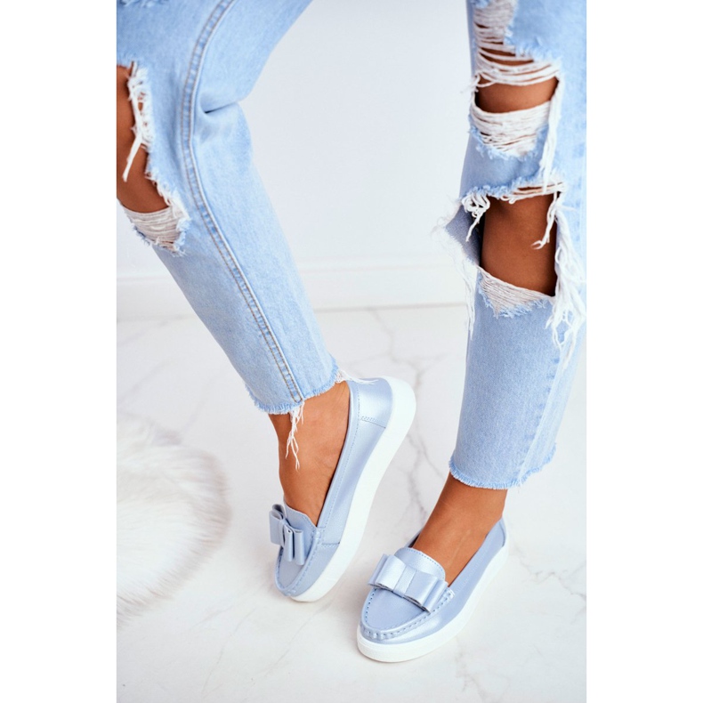 S.Barski Loafers för kvinnor i läderblått Lovren 2