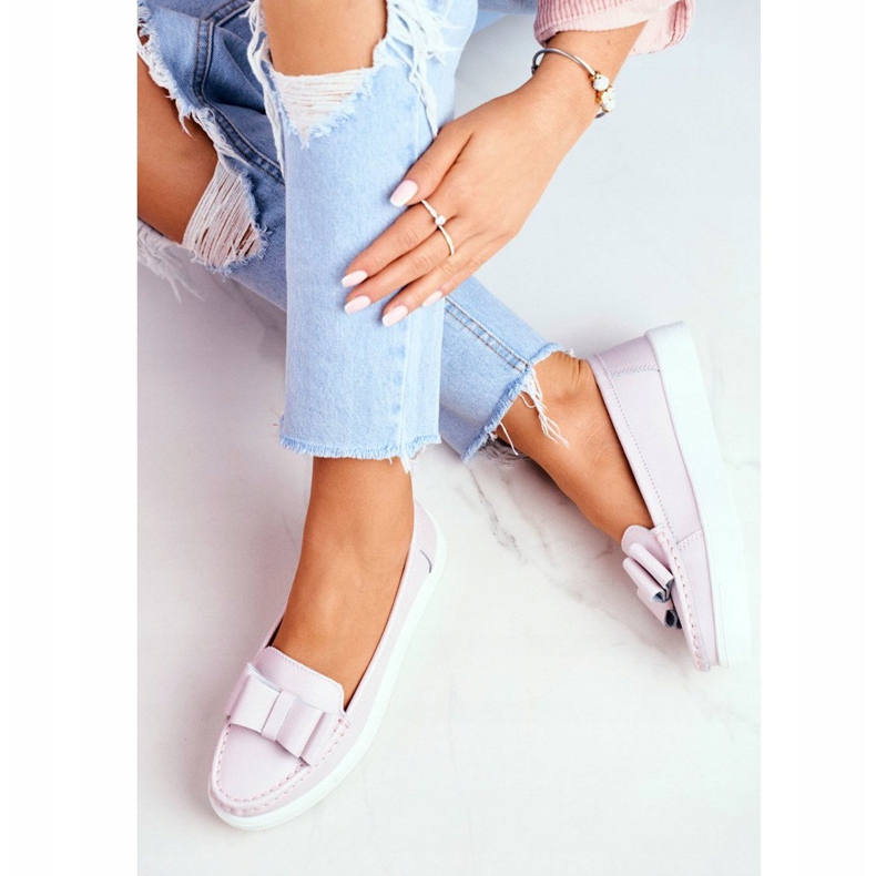 S.Barski Loafers för kvinnor i läderrosa Lovren 2