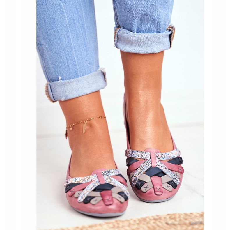 Kvinnors Ballerinor Maciejka Läder Rosa 01358 2