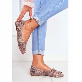 Ballerinas för kvinnor Maciejka läderbrunt med mönster 03497-21 mångfärgad 2