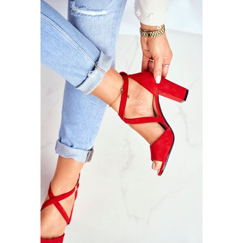 Kvinnors sandaler med hög klack Sergio Leone Röd SK865 1