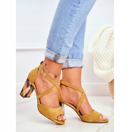 Kvinnors sandaler på högklackad Sergio Leone gul SK865 1