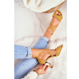 Kvinnors sandaler på högklackad Sergio Leone gul SK865 2