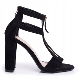 PS1 Kvinnors sandaler på hälen mocka svart dårskap 1