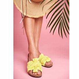PS1 Dam tofflor på korkbågar neongul rosett 2