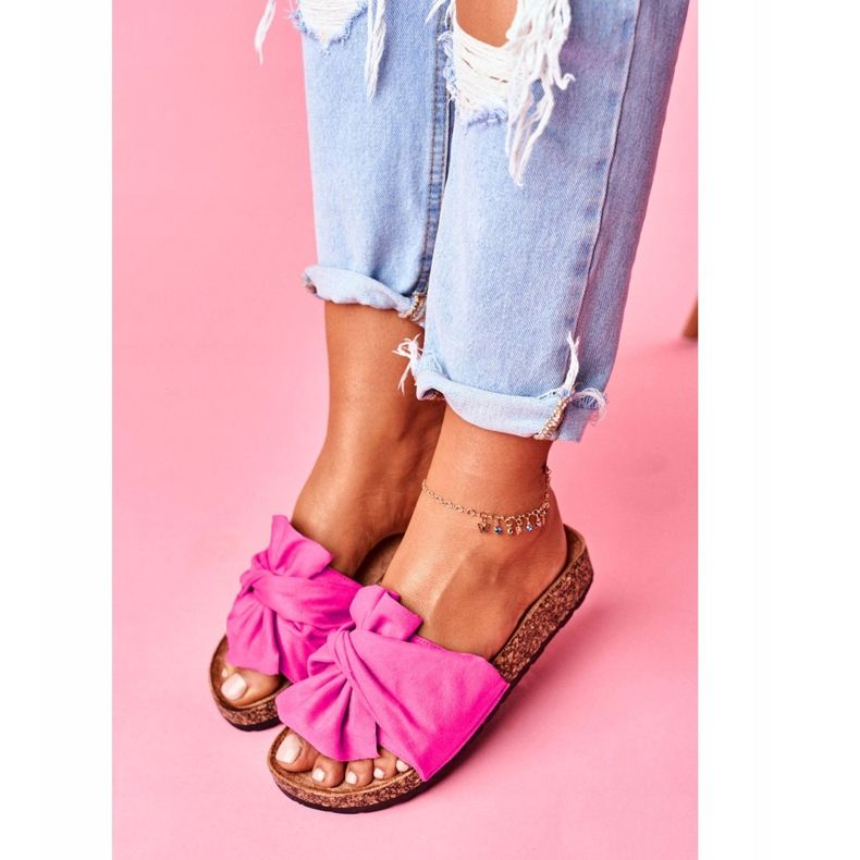 PS1 Dam tofflor på korkbågar Fuchsia Felis rosa 2