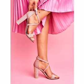 SEA Kvinnors sandaler på hälen Glitter Champagne Vivi rosa gul 1