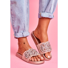 PS1 Dam tofflor med kristaller rosa guld Audrey 1