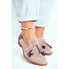 Kvinnors Brogues Maciejka Läder Loafers Beige 04484-04 / 00-5 2