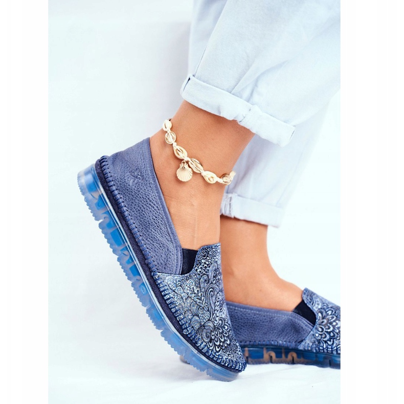 Kvinnors Brogues Maciejka Slip-on Leather Navy Blue 03512-45 marinblå 1