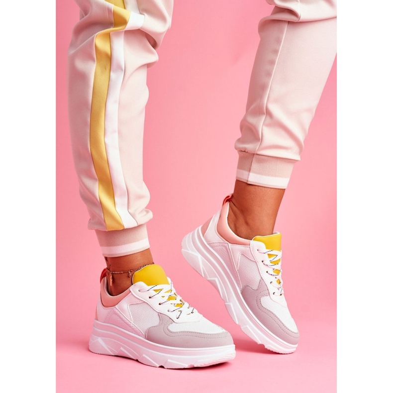 BUGO Kvinnors sportskor rosa och vita Fresno 1