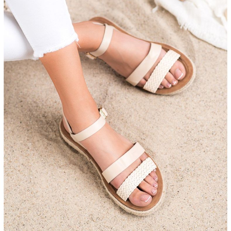 SHELOVET Flätade ekolädersandaler brun 1